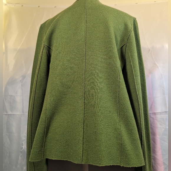 Eileen Fisher Merino Wool Green Slim Cut Button Up Pockets Long Sleeve Medium - Picture 6 of 7